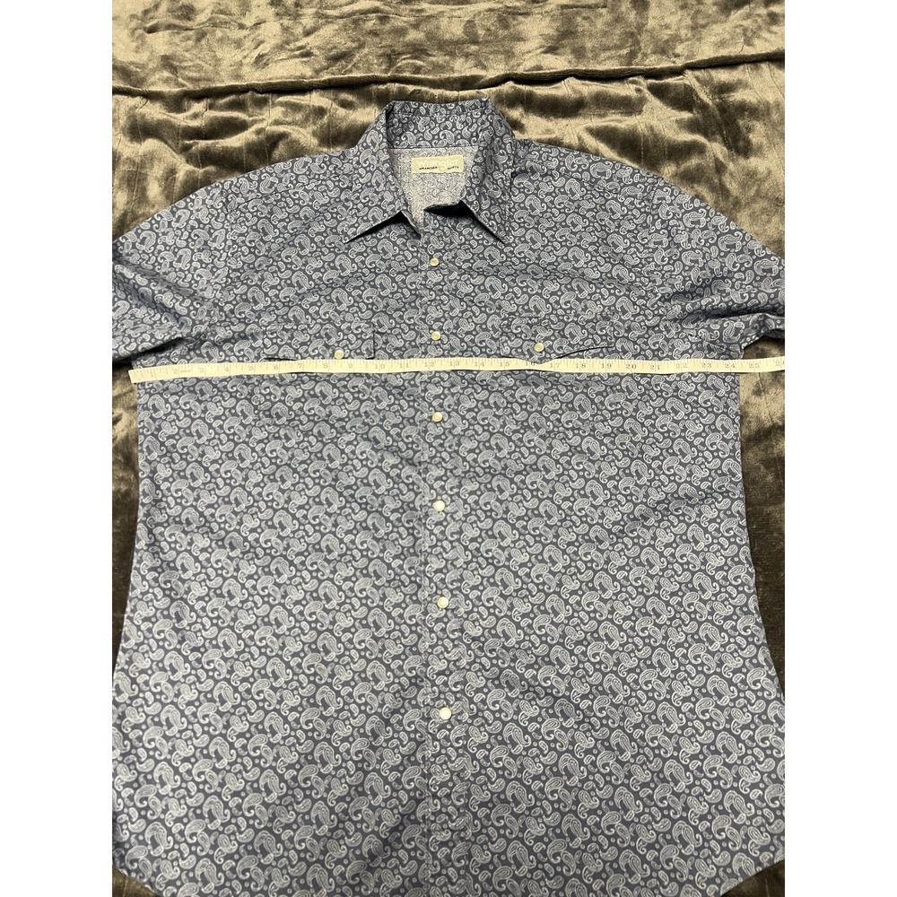 Wrangler Men's Large Blue Paisley Western Shirt Pearl Snap Long Sleeve Cowboy - Picture 5 of 9